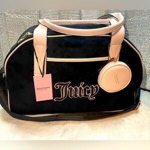Bnwt juicy couture weekender bag - black liquorice / powder pink